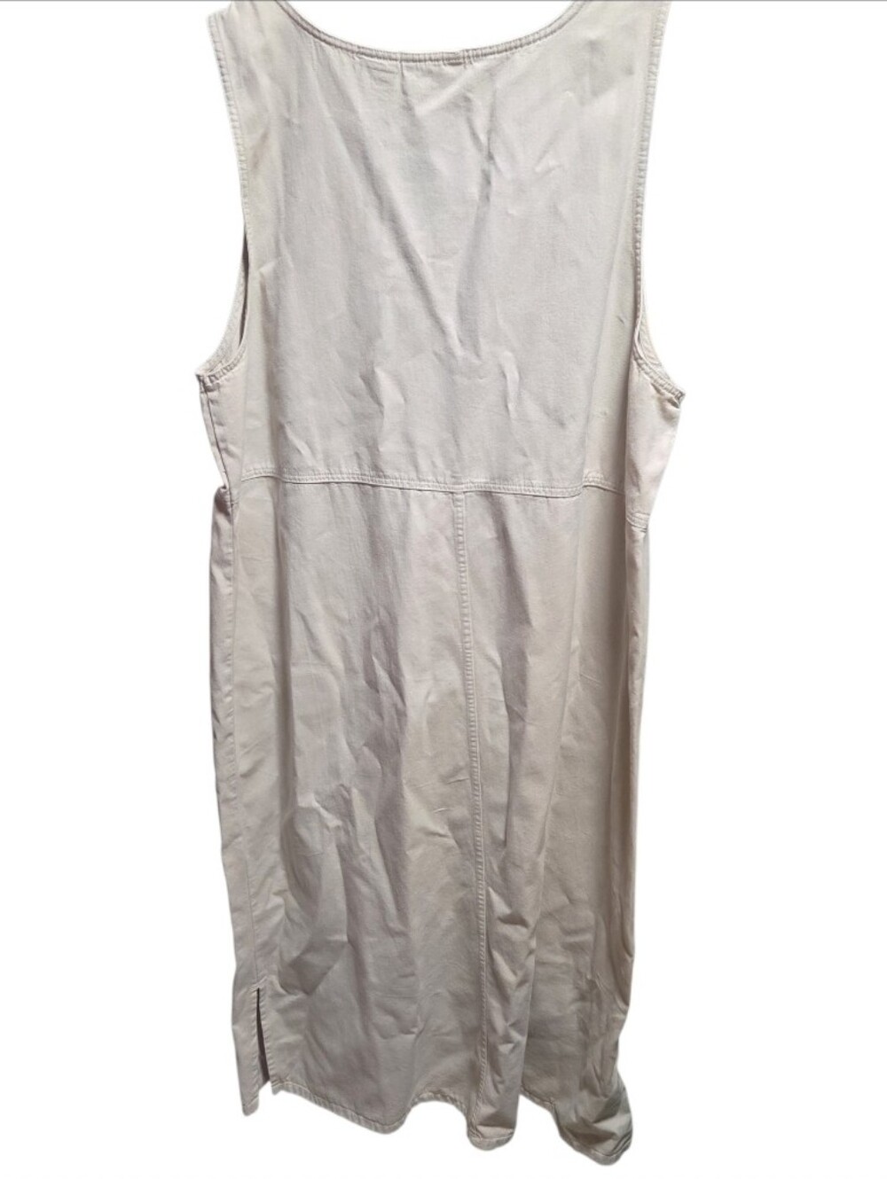 Vintage Erika 80s Tradwife Cottagecore Jumper Khaki Tan Cotton Dress Size 2XL - Picture 2 of 4